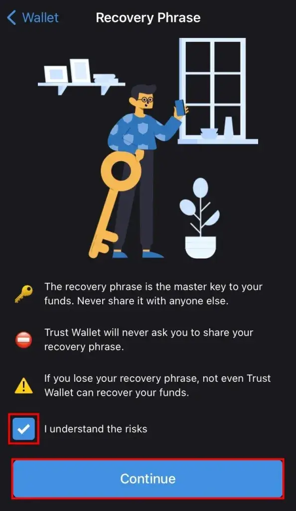 view your Trust Wallet recovery phrase