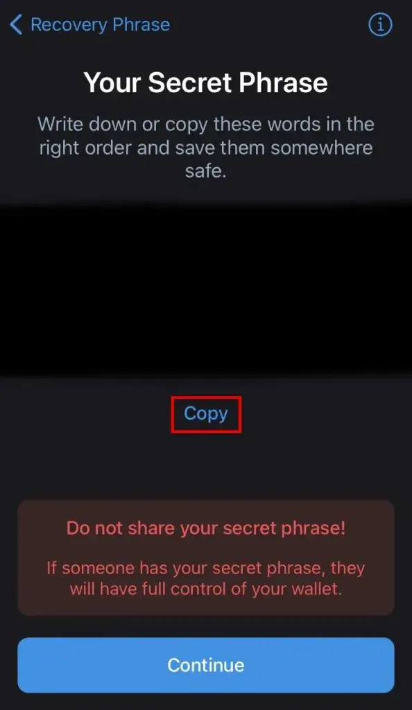 copied your recovery phrase on Trust Wallet